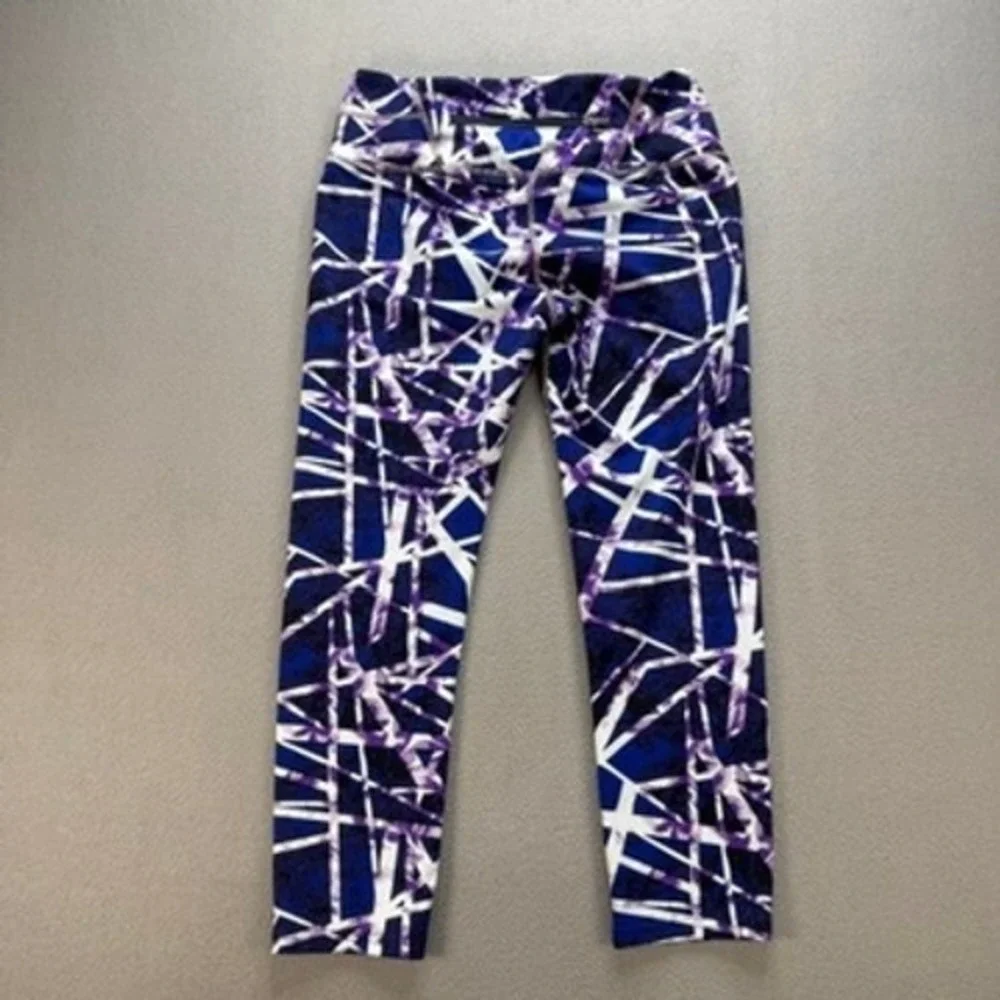 Athleta Leggings High Rise Geometric Abstract Slim Fit XS Blue Purple Athletic
